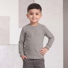 Boys' Grey Long Sleeve Thermal, Melange Mid Grey, small