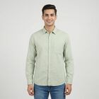 Men's Blue Cotton Casual Shirt, एक्वा, small