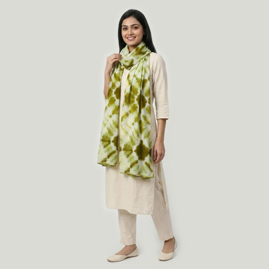 Women's Green Printed Dupatta, Light Green, large