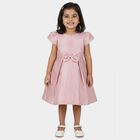 Girls' Pink Embroidered Bow Party Wear Frock, हल्का गुलाबी, small