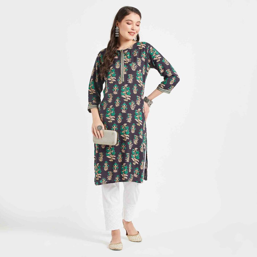 Printed Kurta, Navy Blue, large image number null