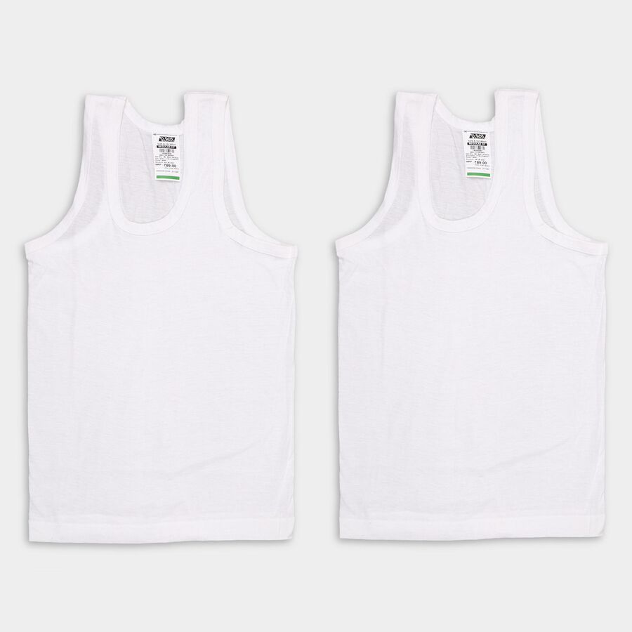 Boys' 100% Cotton Vest (Pack of 2), White, large image number null