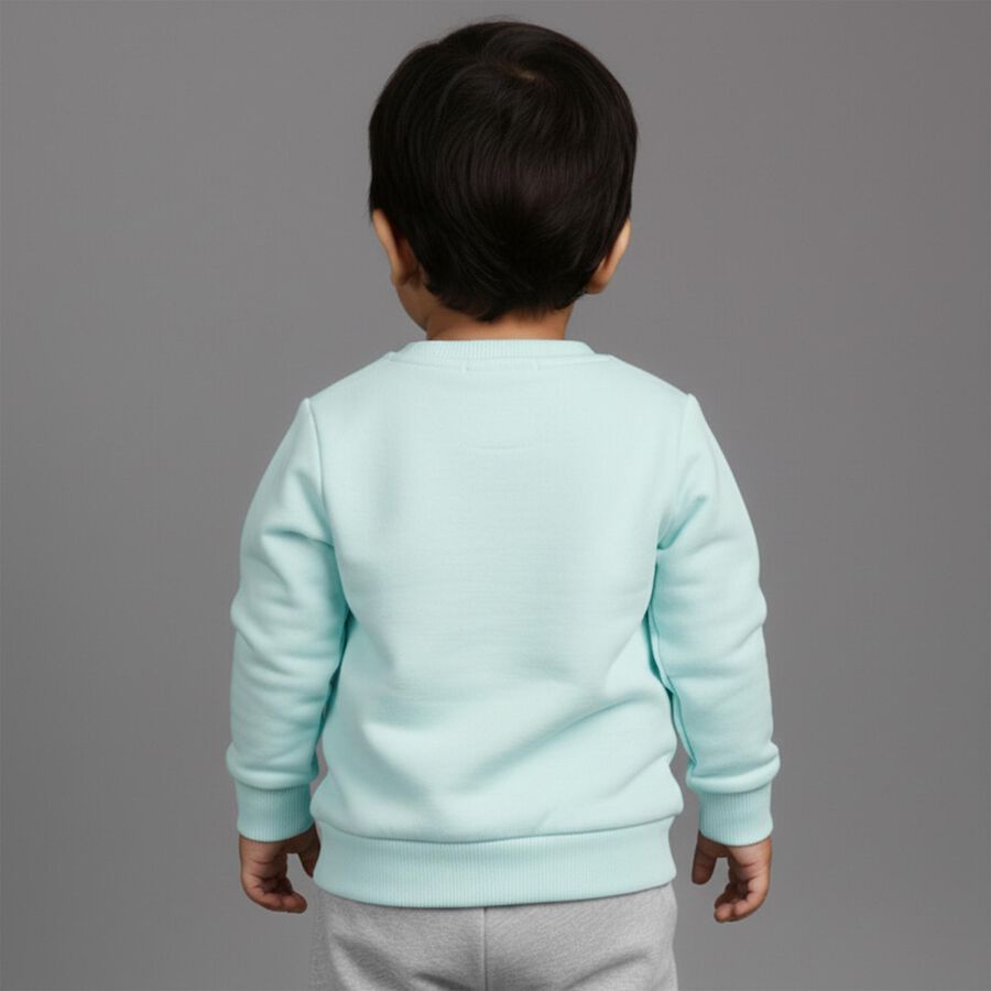 Infants Bright Aqua Cotton Crew Neck Casual Sweatshirt, एक्वा, large image number null