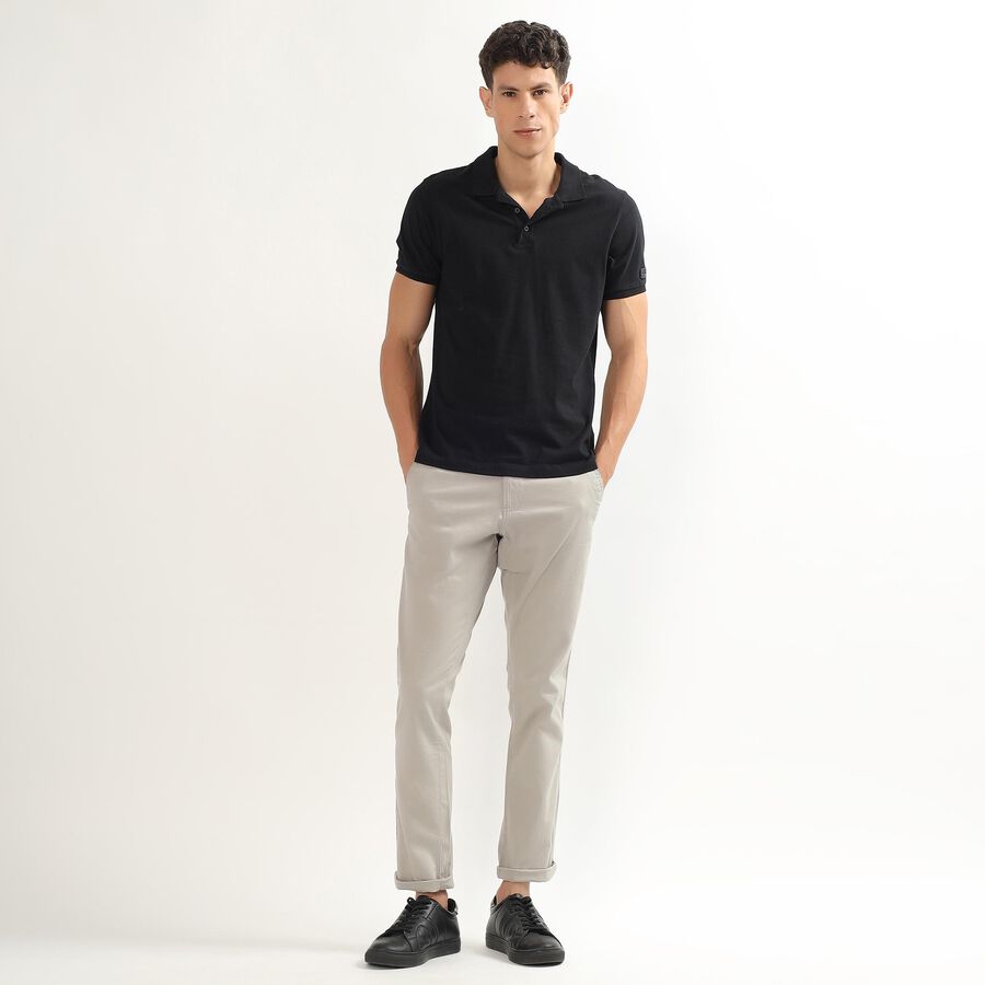 Men's Slim Fit Casual Trousers, हल्का ग्रे, large image number null
