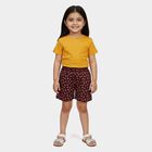 Girls' Wine Floral Elastic Waist Shorts, Wine, small