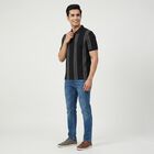Men Black Collared Casual T-Shirt, Black, small