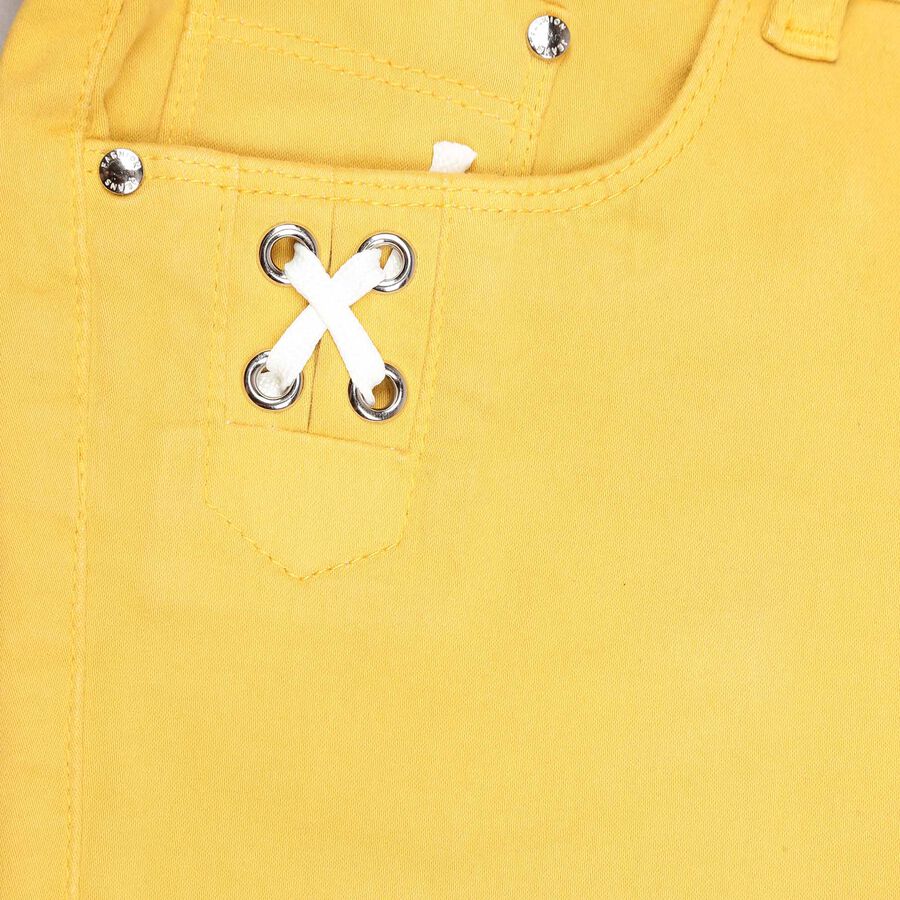 Girls Solid Buttoned Trousers, Mustard, large image number null