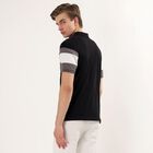 Men's Black Cotton Blend Polo Neck Classic Collared T-Shirt, Black, small