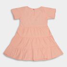 Girls' 100% Cotton Frock , पीच, small