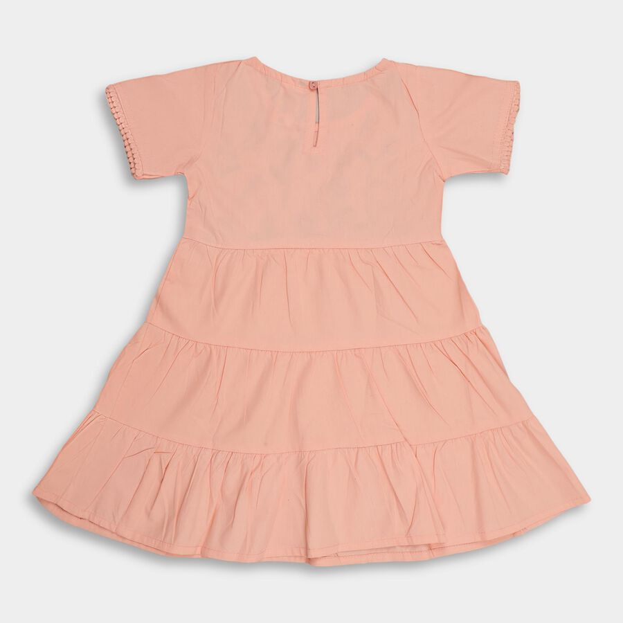 Girls' 100% Cotton Frock , पीच, large
