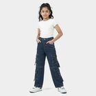 Girls' Blue Regular Fit Jeans, Dark Blue, small