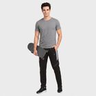 Men's Black Slim Fit Panelled Track Pants, Black, small
