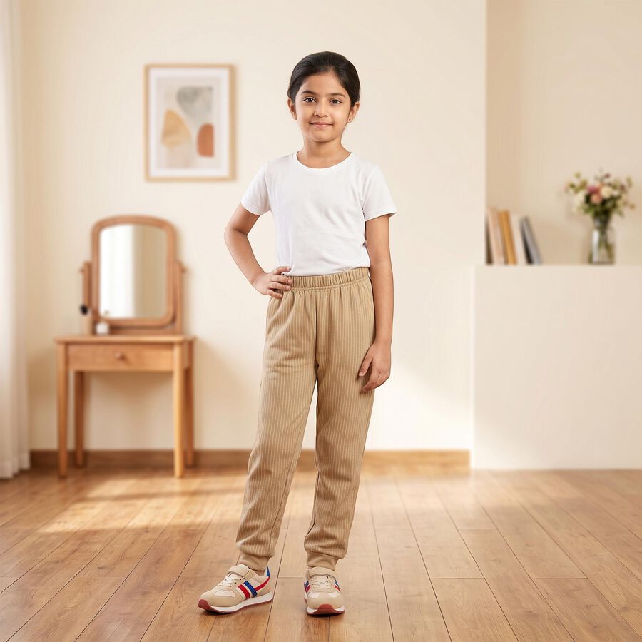 Girls' Brown Long Johns Thermal, भूरा, large