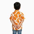 Boys Bright Orange Half Sleeve Cuban Collar Casual Shirt, Orange, small image number null