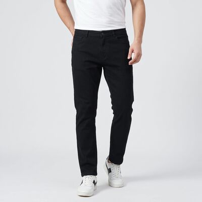 Men's Dark Grey Slim Fit Solid Jeans