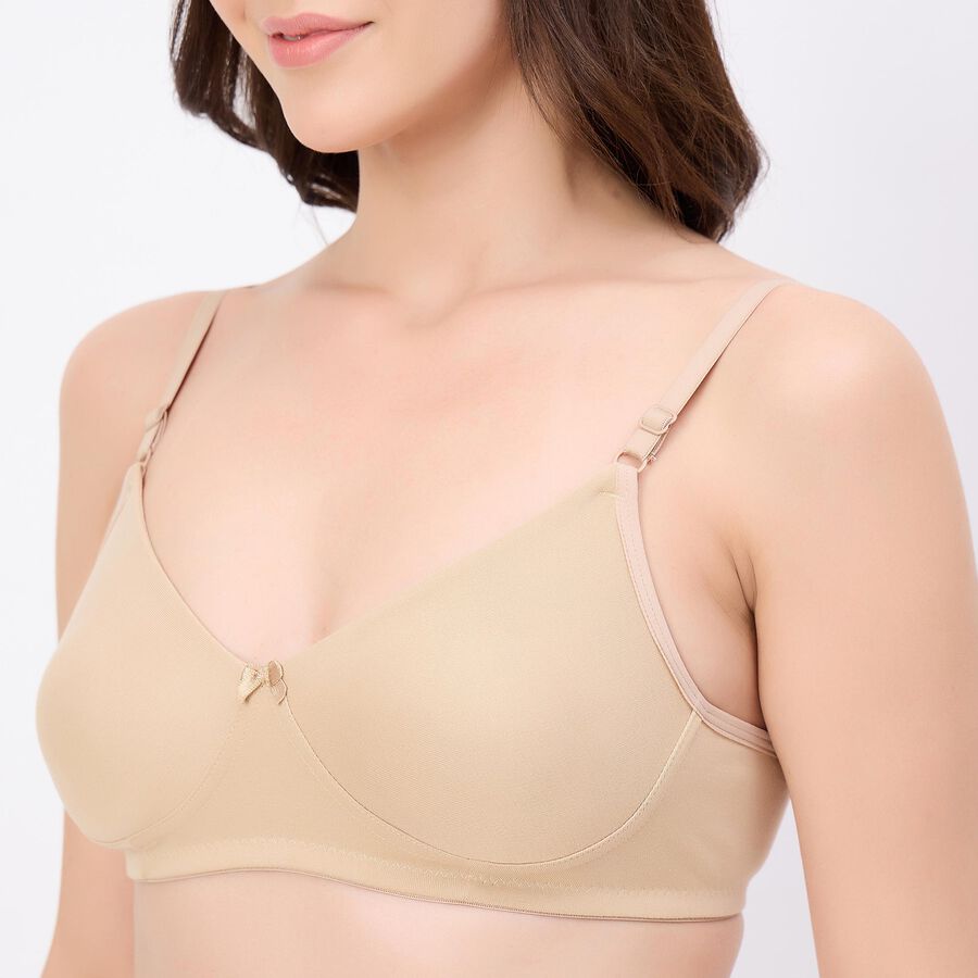 Women's Beige Cotton V-Neck Padded Bra, Beige, large