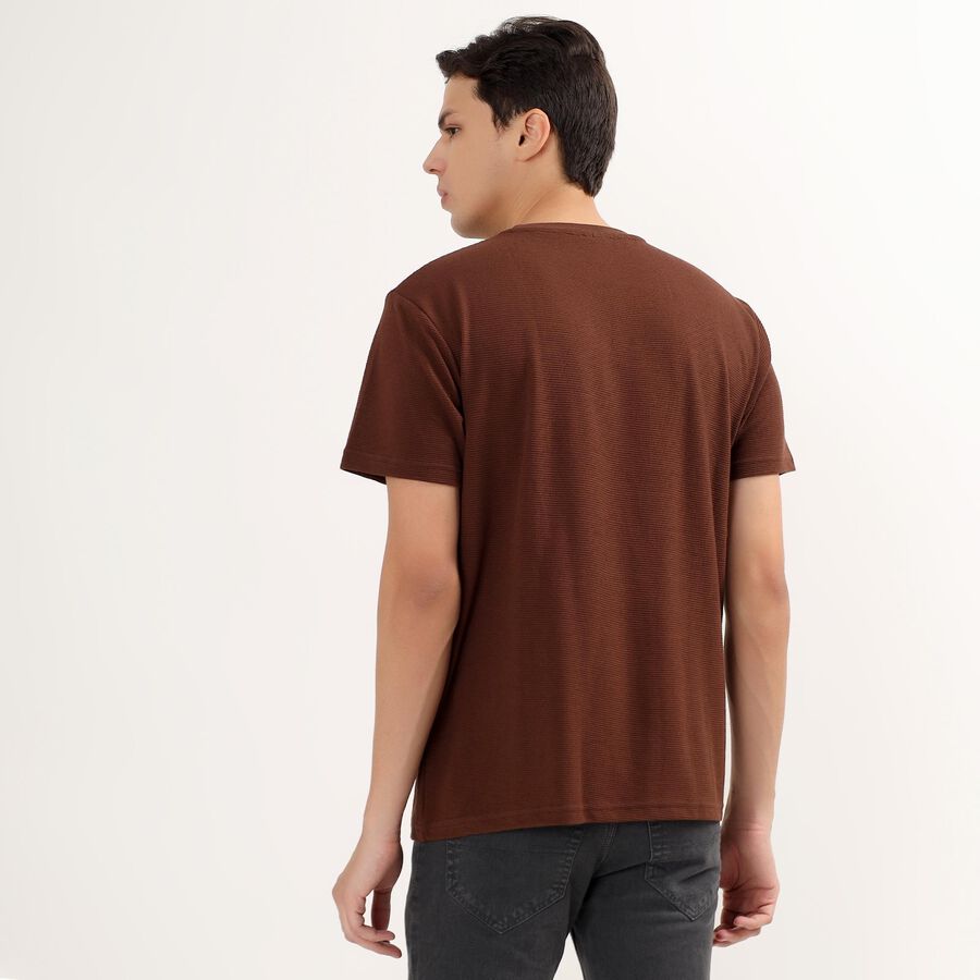 Men's Round Neck Half Sleeves T-Shirt , Brown, large image number null