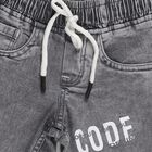 Boys' Washed Grey Regular Fit Printed Jeans, हल्का ग्रे, small