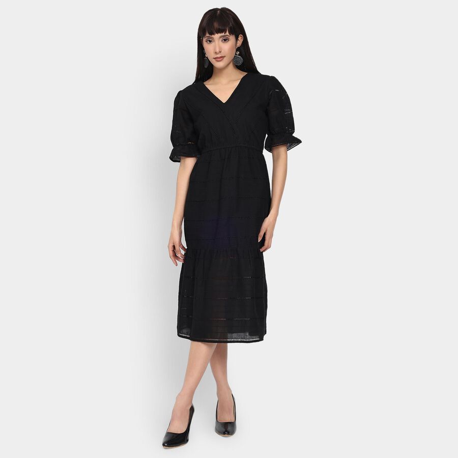 Ladies' 100% Cotton Dress , Black, large image number null
