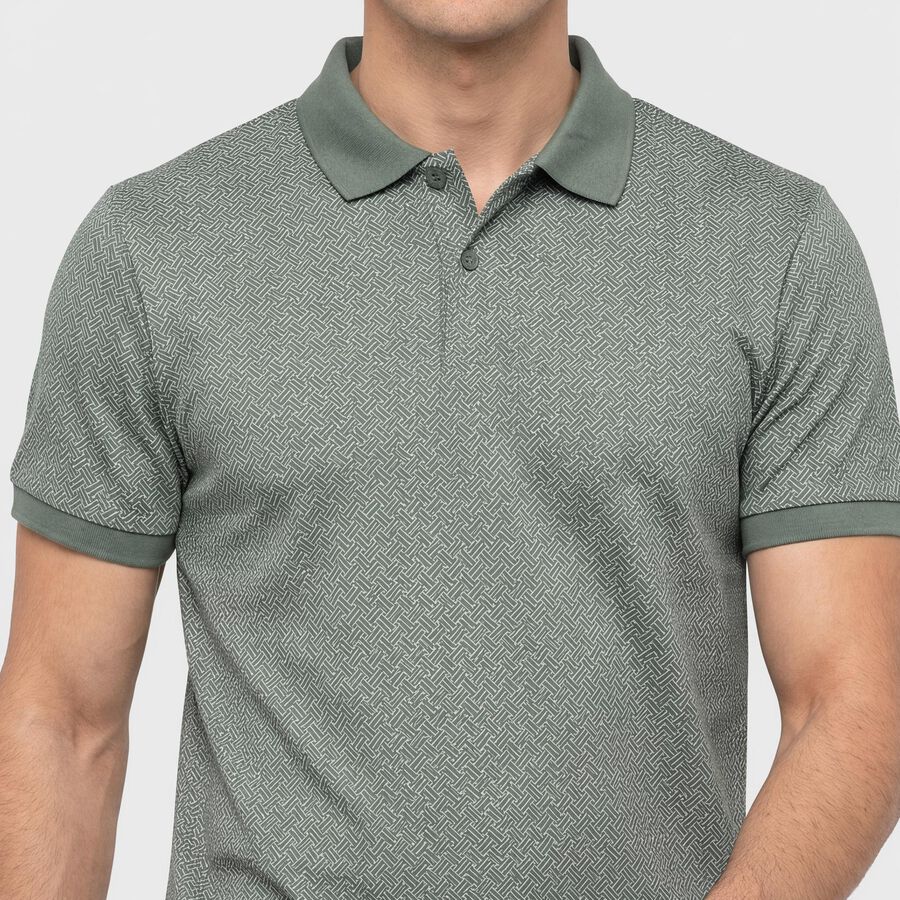 Men Olive Green Cotton Polo Neck Polo T-Shirt, Light Green, large