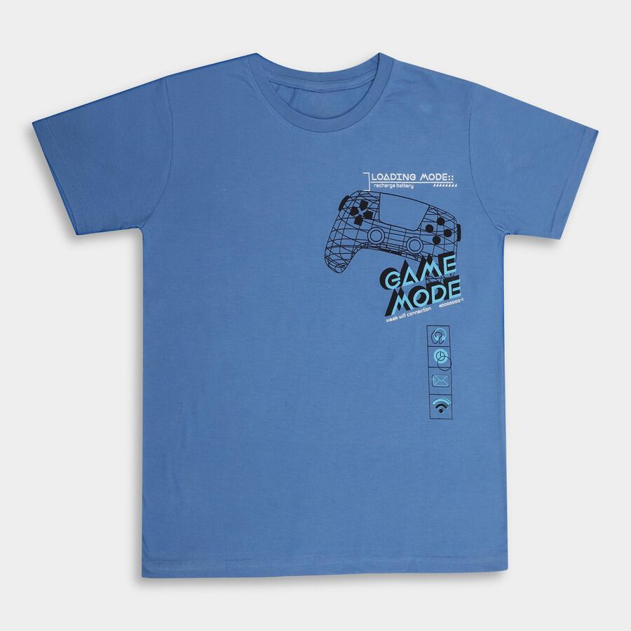 Boys' Half Sleeves T-Shirt , Mid Blue, large image number null