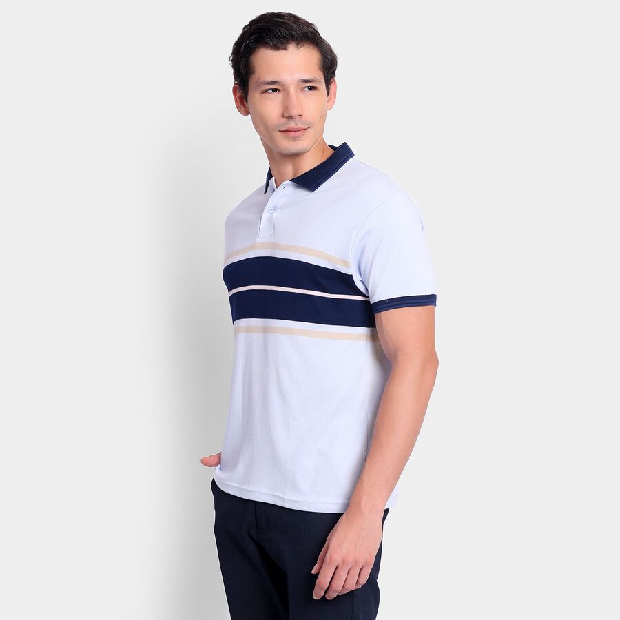 Men's100% Cotton Collared Half Sleeves T-Shirt, Light Blue, large image number null