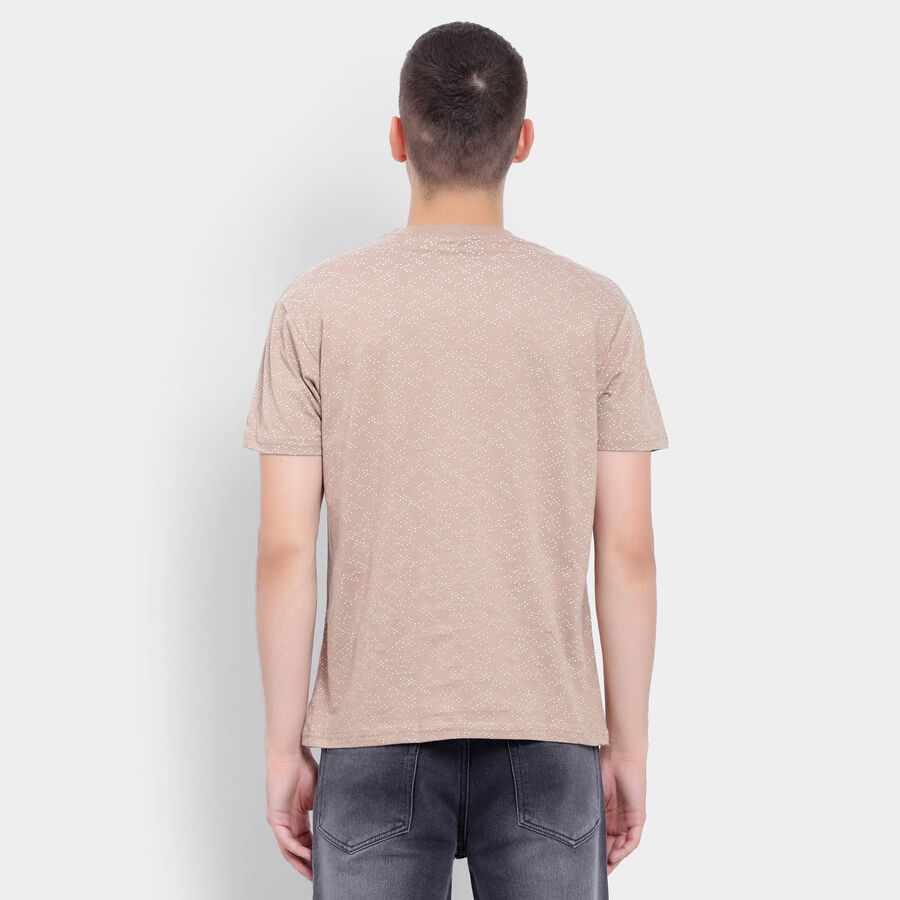 Cotton Round Neck T-Shirt, Beige, large image number null