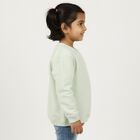 Girls Light Sage Green Crew Neck Casual Sweatshirt, हल्का हरा, small image number null