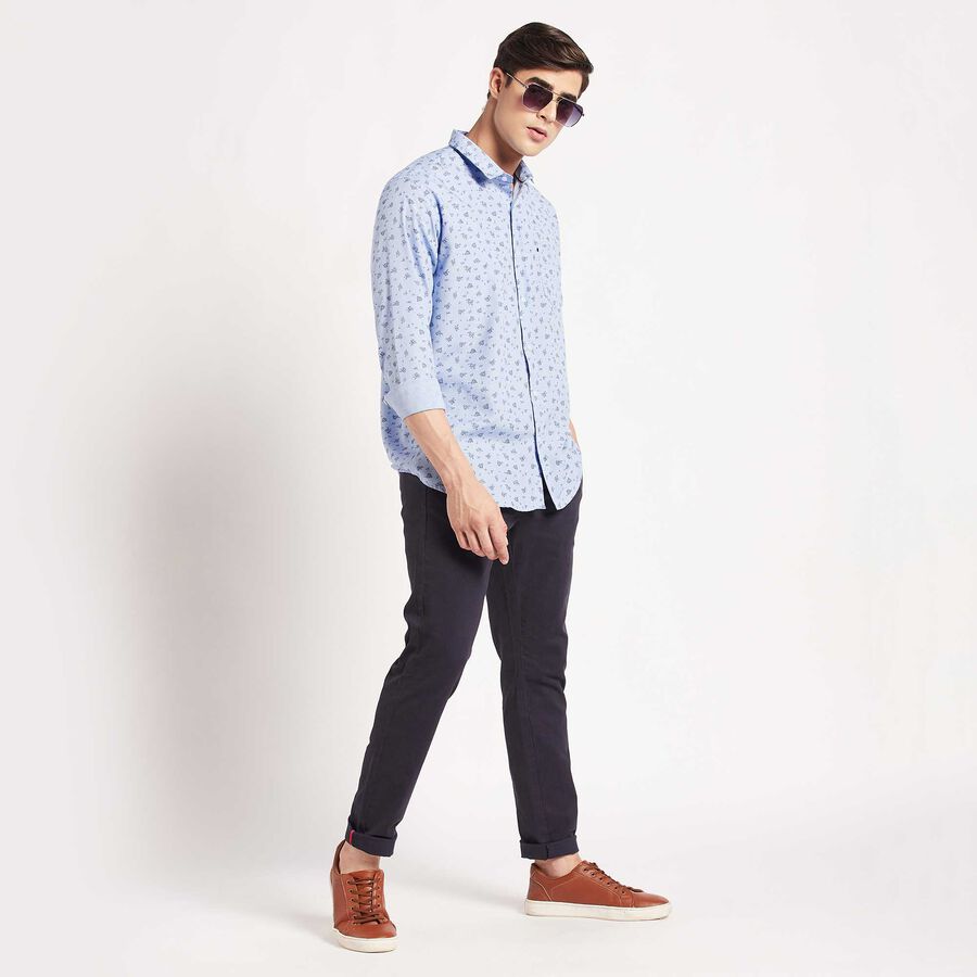 Printed Slim Fit Casual Shirt, Light Blue, large image number null