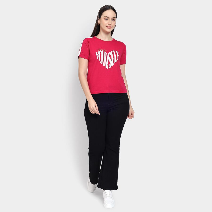 Ladies' Round Neck T-Shirt , रानी (फ्यूशिया), large image number null