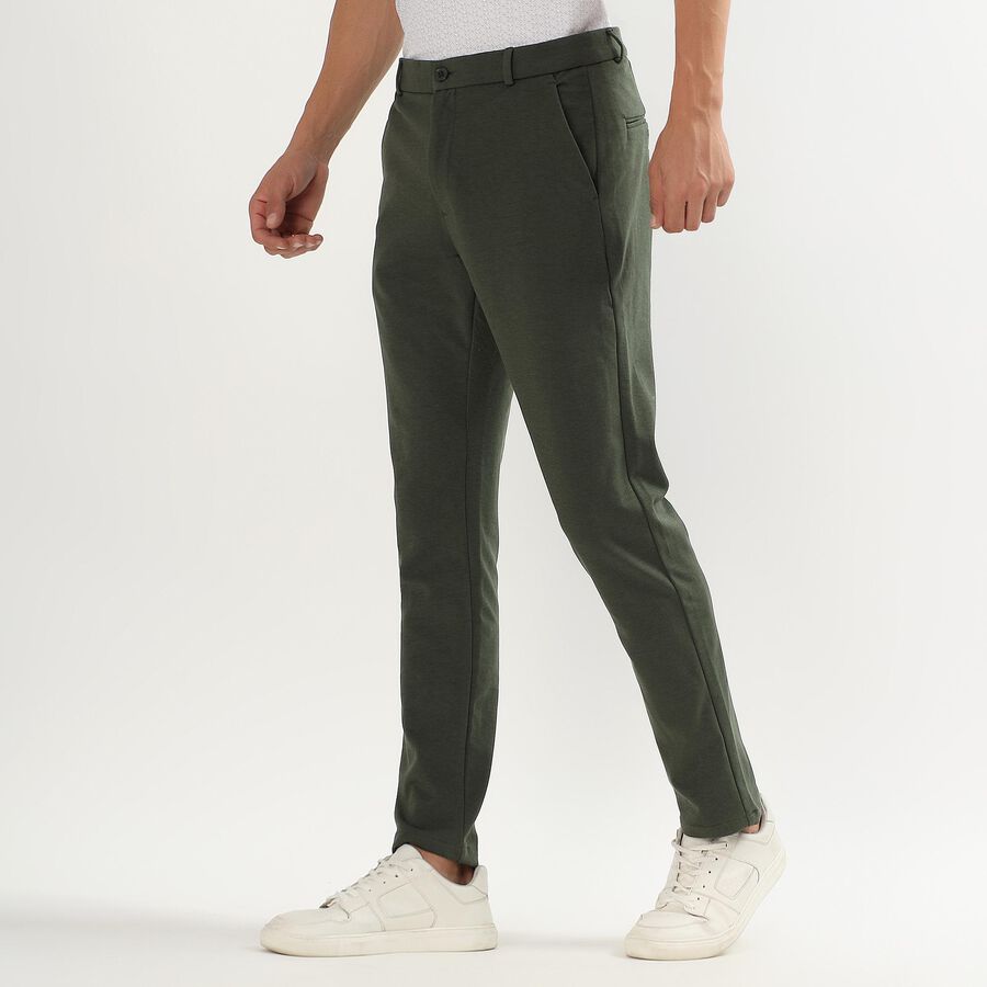 Men's Slim Fit Cross Pocket Casual Trousers, ओलिव, large image number null