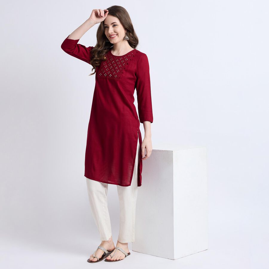 Ladies' Kurta Pyjama Set, मरून, large image number null