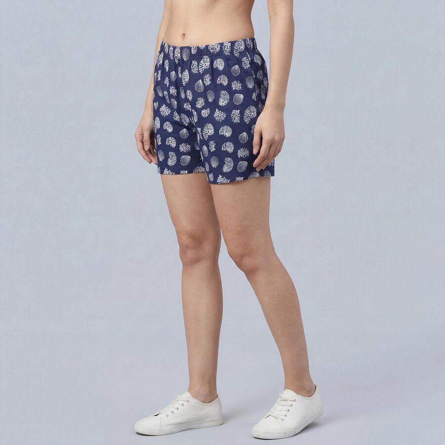 Women's Navy Blue Regular Fit Drawstring Shorts, Dark Blue, large