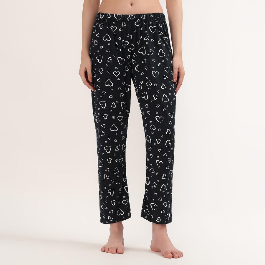 Women's Black Regular Fit Solid Pyjama, काला, large