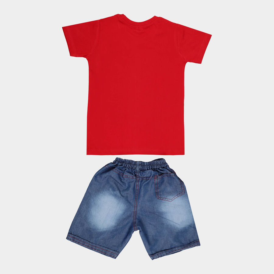 Boys Cotton Baba Suit, Red, large image number null