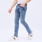 Men's Stonewashed Blue Skinny Fit Five Pocket Jeans, मध्यम नीला, small image number null
