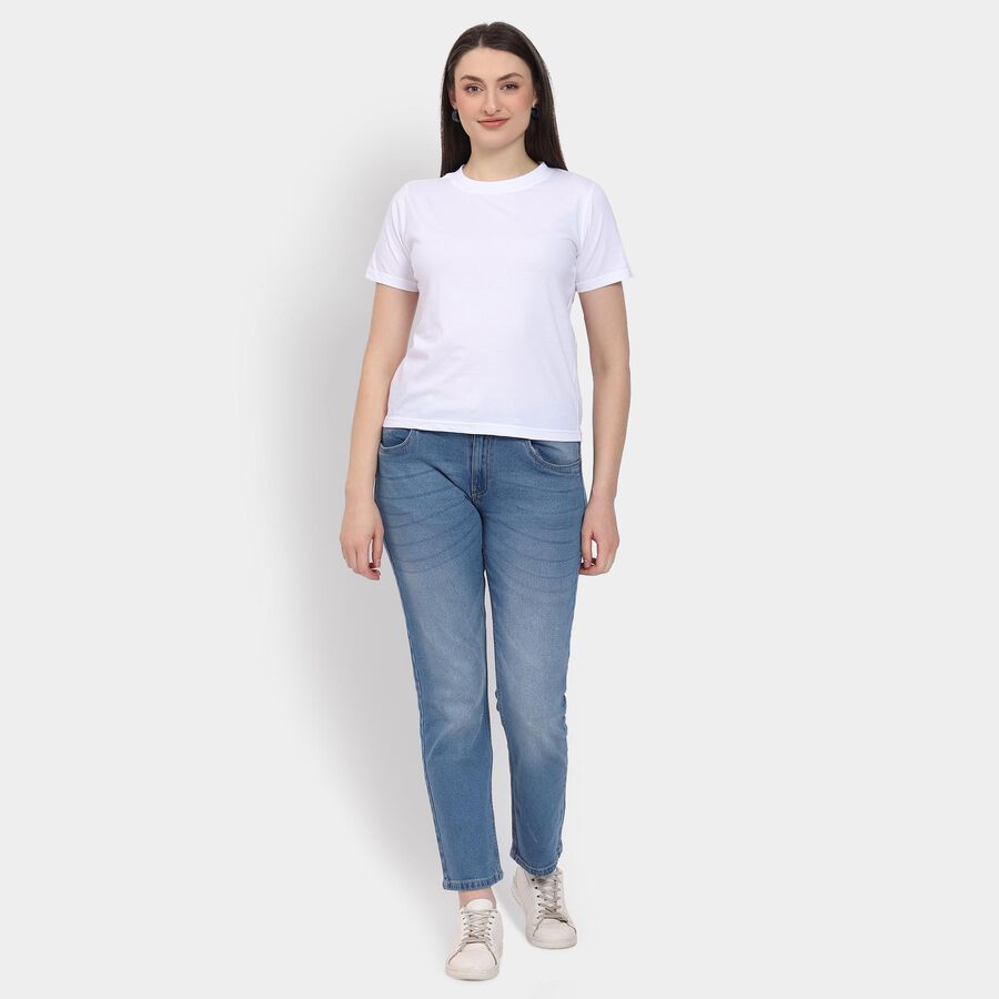 Ladies' 100% Cotton Round Neck T-Shirt, सफ़ेद, large