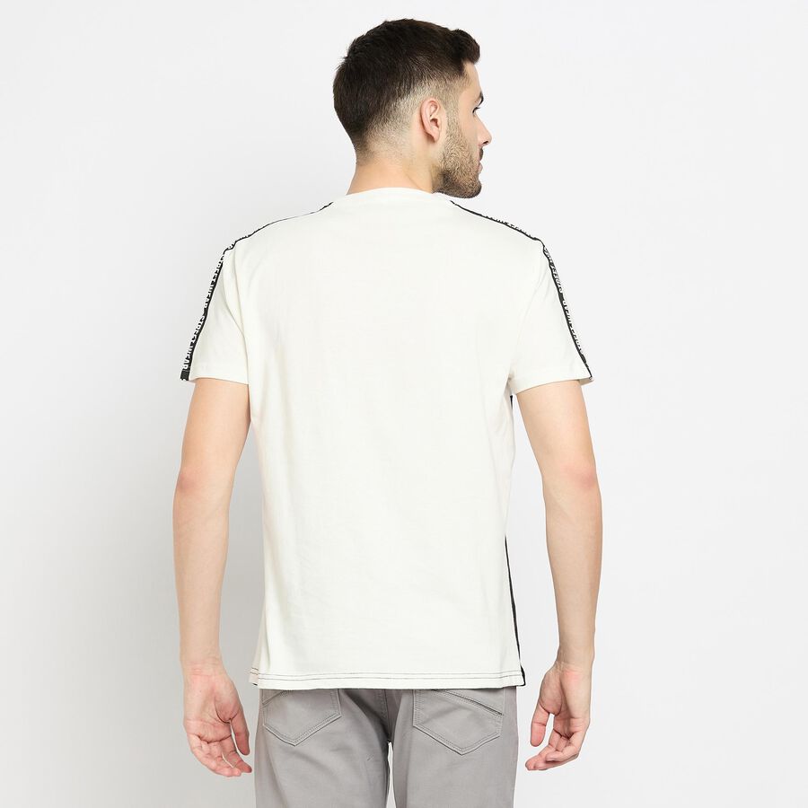 Men's 100% Cotton Round Neck Half Sleeves T-Shirt , White, large image number null