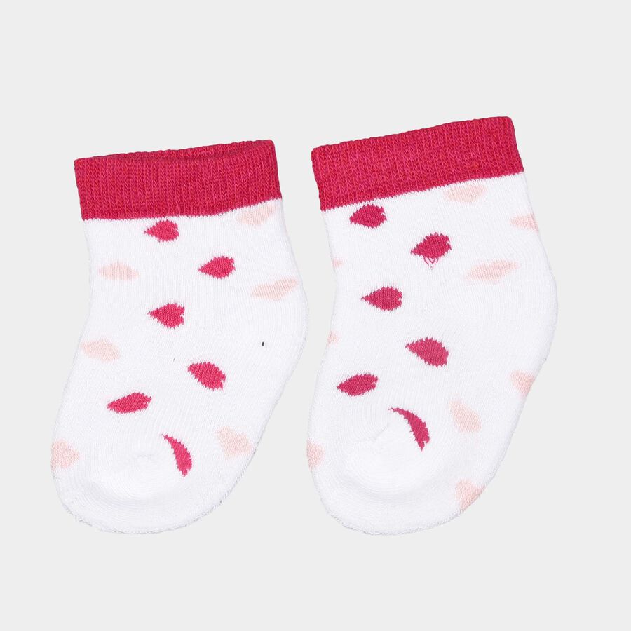 Infants Cotton Stripes Socks, Peach, large image number null