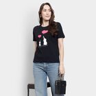 Ladies' 100% Cotton Round Neck T-Shirt, Black, small