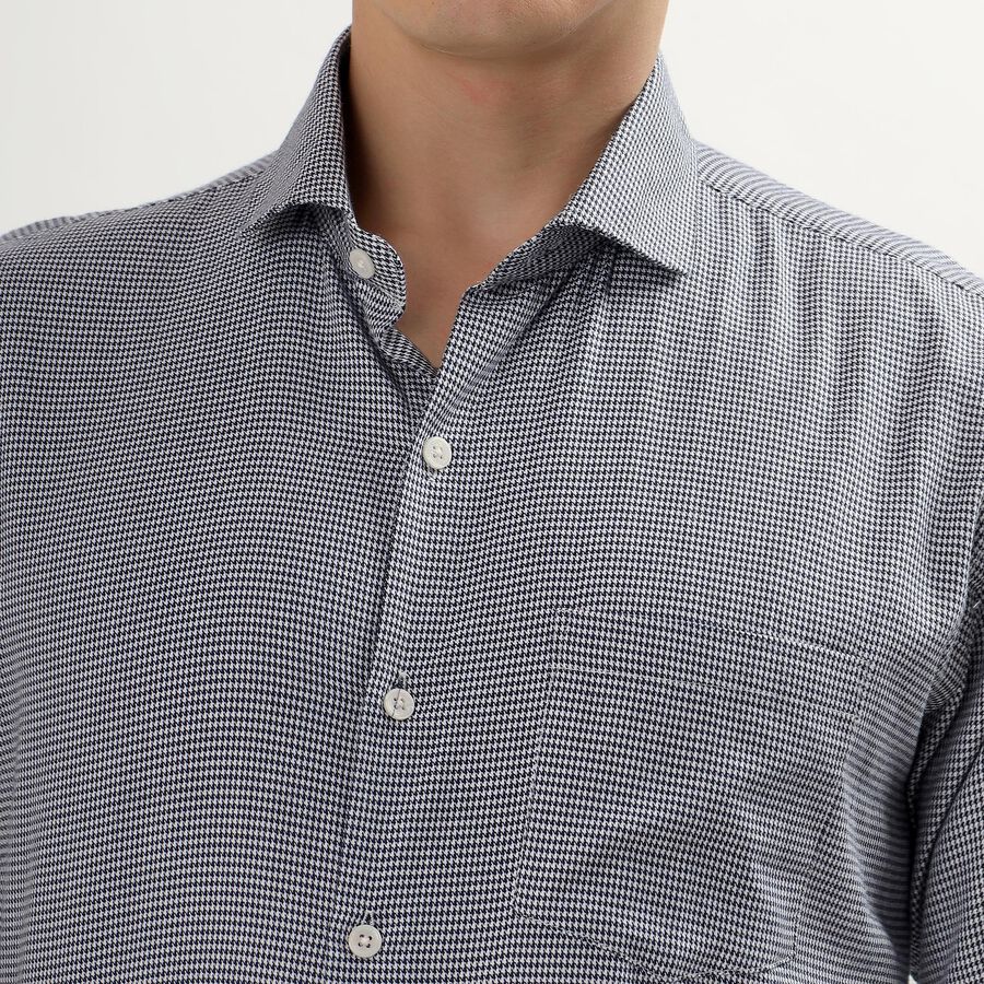 Men's 100% Cotton Cut Away Collar Formal Shirt, Navy Blue, large image number null