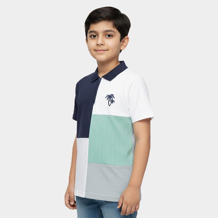 Boys' Midnight Blue Crew Neck Graphic Printed T-Shirt, Mid Blue, large