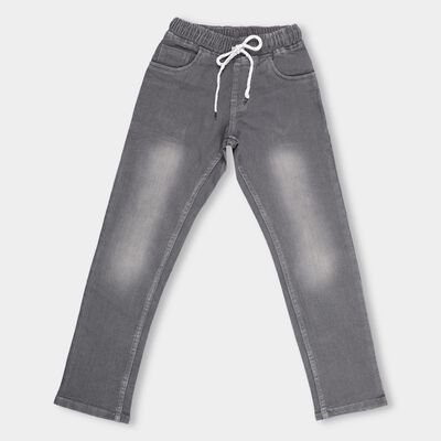 Boys' Grey Slim Fit Washed Jeans