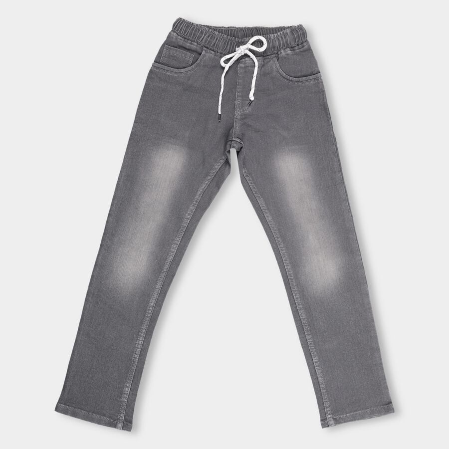 Boys' Grey Slim Fit Washed Jeans, हल्का ग्रे, large image number null