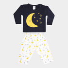 Infants Cotton Solid Full Sleeve Night Suit, Navy Blue, small image number null