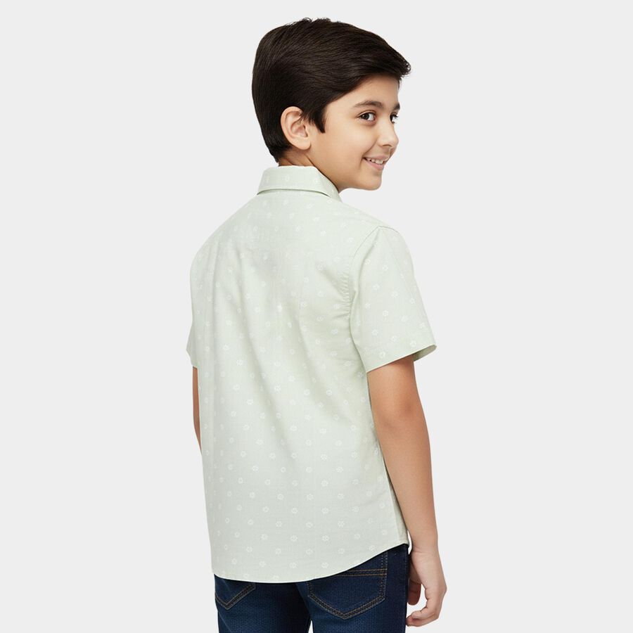 Boys Green Cotton Classic Casual Shirt, Light Green, large