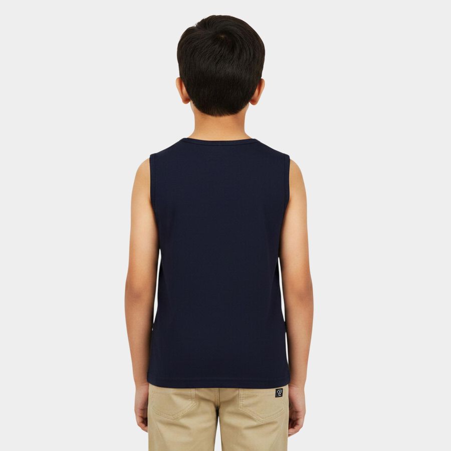 Boys Navy Blue Round Neck Casual Boys T-Shirt, नेवी ब्लू, large