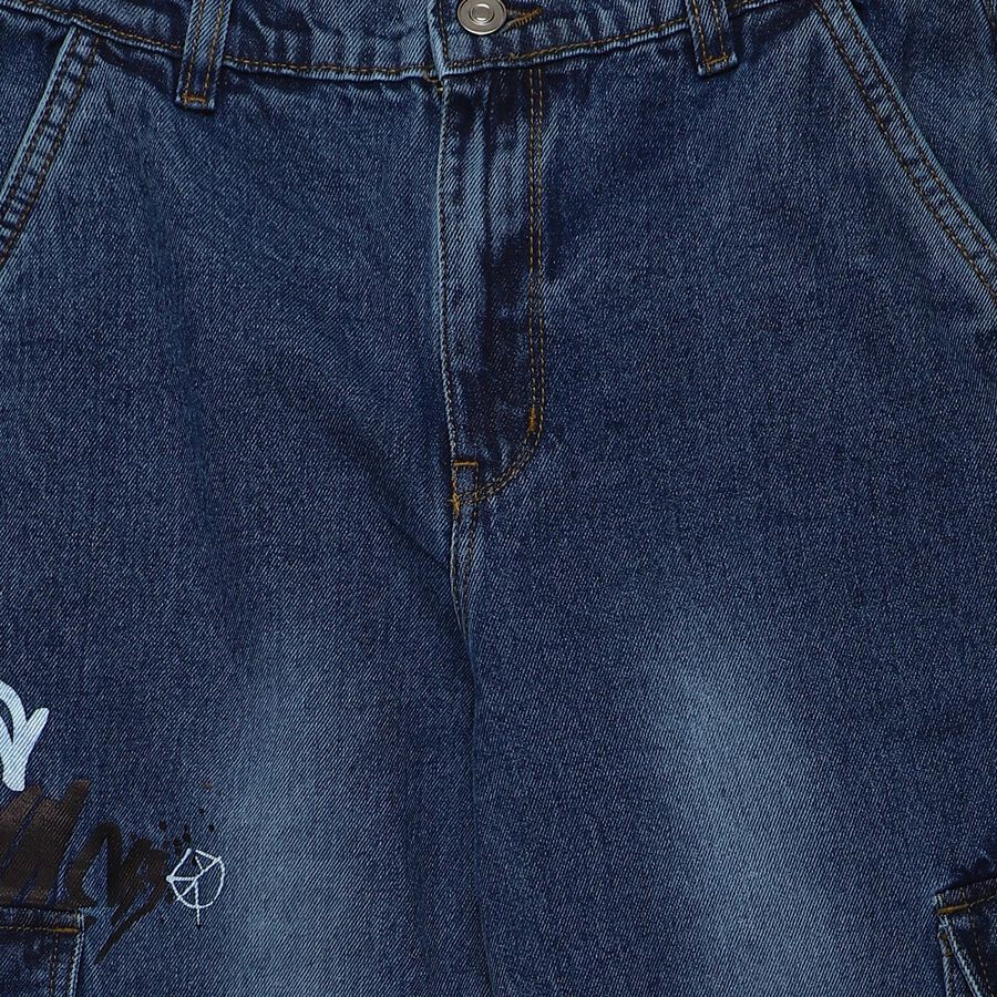 Boys' Blue Regular Fit Elastic Waist Jeans, Mid Blue, large