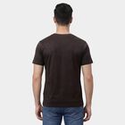 Men's Brown Round Neck Minimalist T-Shirt, भूरा, small