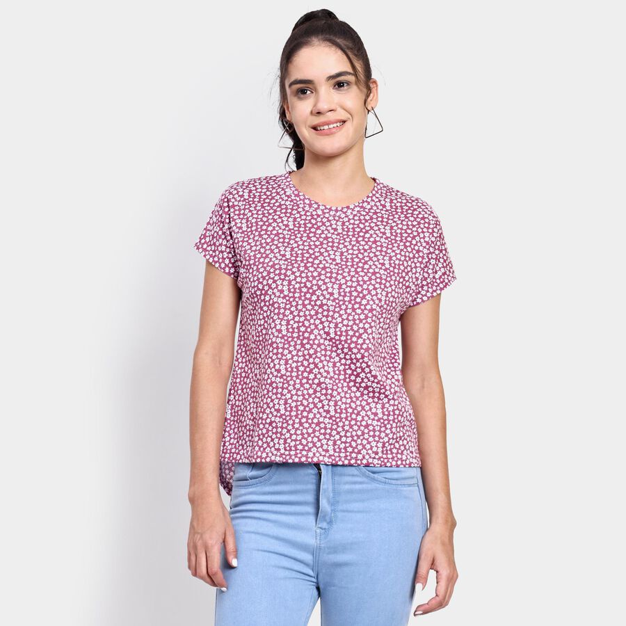 Ladies' Round Neck T-Shirt , बैंगनी, large image number null